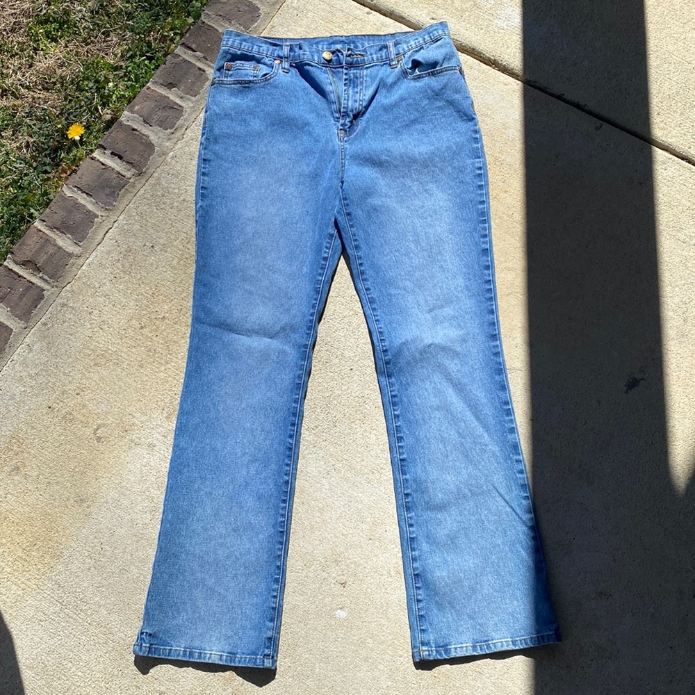 DG2 light wash jeans with pretty metal appliqués
